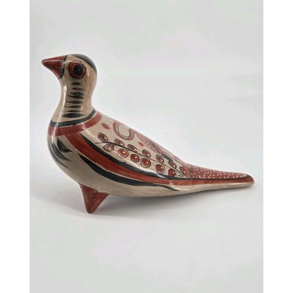 Tonala Pottery Bird Dove Figurine Vintage Mexican Folk Art Hand Painted Ceramic - Picture 1 of 11
